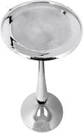 CLEENTABLE Farmhouse Pedestal Round End Table - End Table for Indoor Use - Modern Lightweight Metal Accent Side Table for Small Spaces, Nightstand, Bedroom, Living Room, Office, Balcony 21"(Silver)