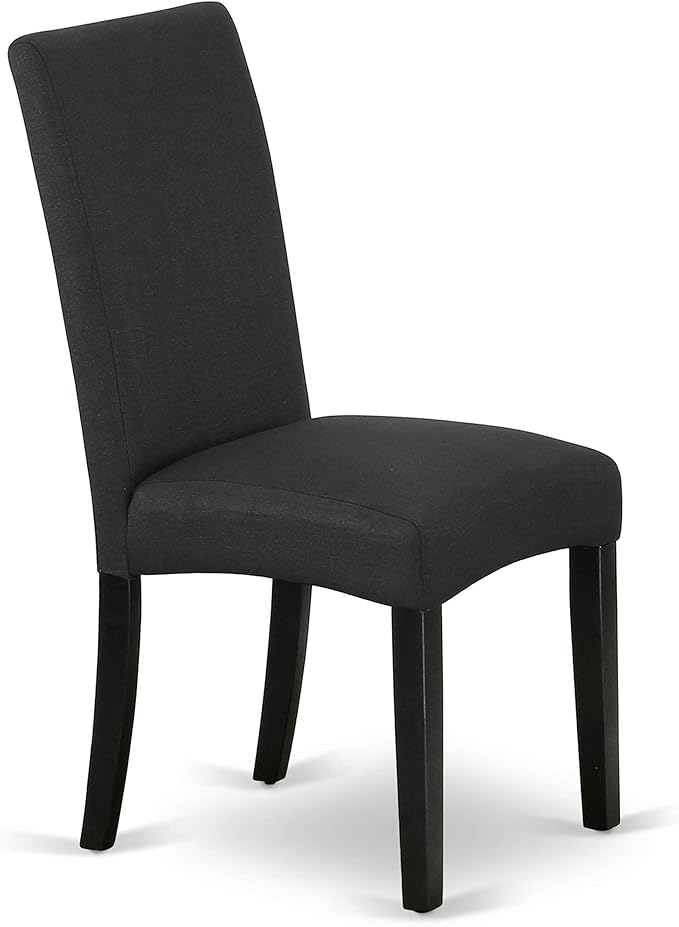 East West Furniture LGDR9-BLK-24 9 Piece Dining Room Set Includes a Rectangle Kitchen Table with Butterfly Leaf and 8 Black Color Linen Fabric Upholstered Chairs, 42x84 Inch, Black