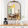 Ornate Baroque Vintage Gold Mirror - 19"X27" Arched Antique Brass Mirror with Full Metal Frame - Perfect for Entryway, Fireplace, Living Room, Hallway, or Bathroom Décor