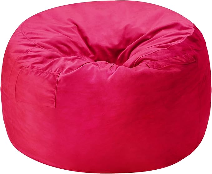 Homguava 6 FT Bean Bag Chair: 6' Bean Bags with Memory Foam Filled, Large Beanbag Chairs Soft Sofa with Dutch Velvet Cover-Pink