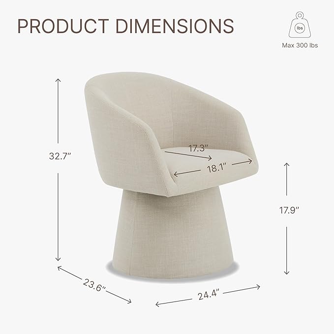 Swivel Dining Chairs Modern Accent Armchair Side Deskchair for Diningroom Vanity Bedroom Livingroom Reading Room,Linen,2 Box