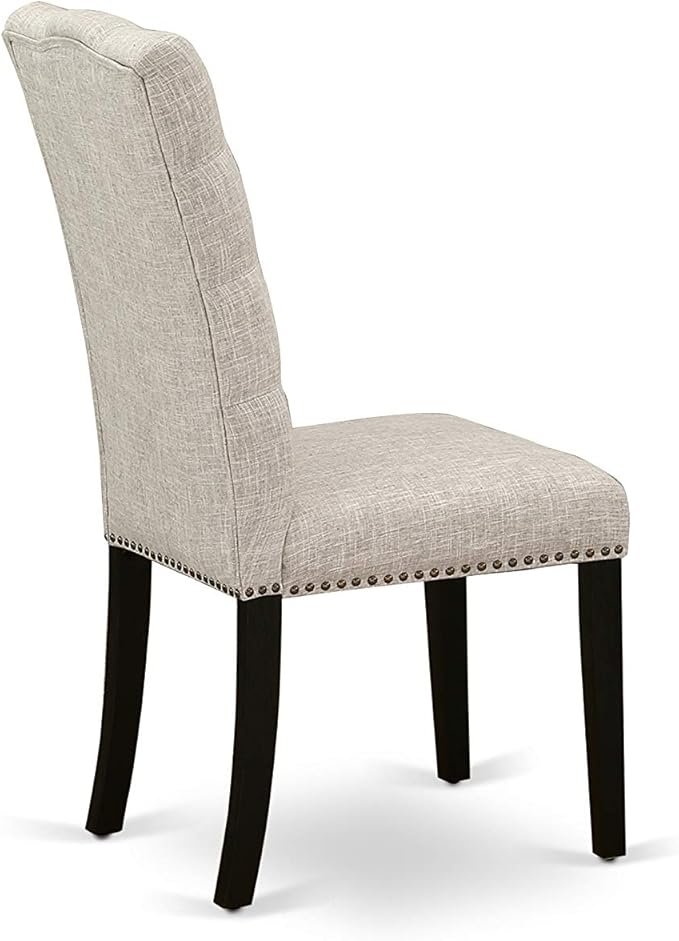 East West Furniture X627EL635-7 7 Piece Dining Table Set Consist of a Rectangle Dining Room Table with X-Legs and 6 Doeskin Linen Fabric Upholstered Chairs, 40x72 Inch, Multi-Color