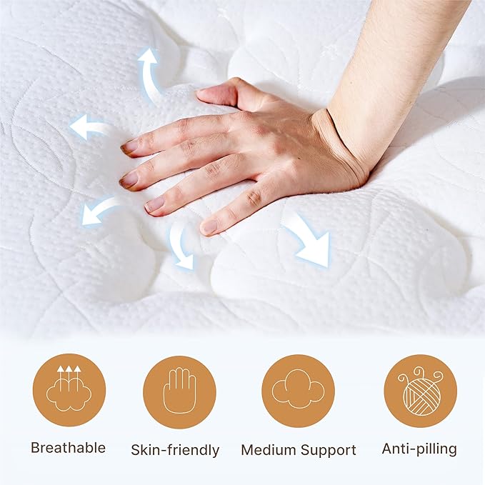 Full Size Mattress, 12 Inch Medium Firm Foam Hybrid Mattress with Individual Pocket Springs for Motion Isolation & Edge Support, Mattress in A Box CertiPUR-US Certified
