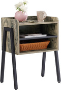 VECELO Night Stand Industrial End Table,Bedside Table with 2-Tier Open Storage Compartments for Bedroom, Living Room and Small Spaces