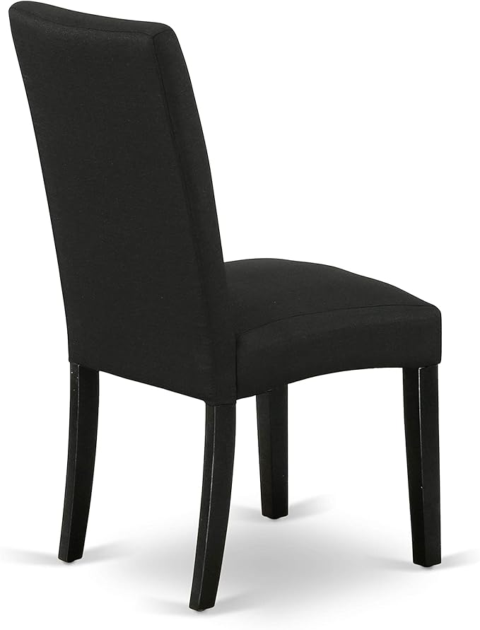 East West Furniture X697DR124-9 9 Piece Modern Dining Table Set Includes a Rectangle Wooden Table with X-Legs and 8 Black Color Linen Fabric Upholstered Chairs, 40x72 Inch, Multi-Color