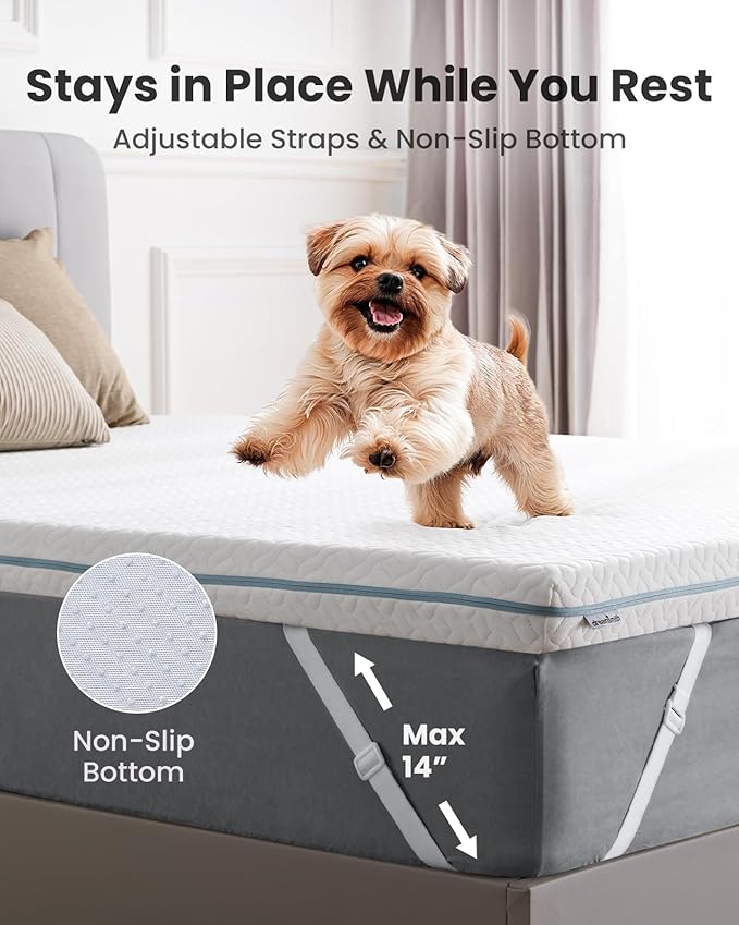 Dreamsmith King Size Mattress Topper - 3 Inch Cooling Gel Memory Foam Mattress Pad for Pressure Relief, Bed Topper with Removable Washable Soft Cover Non-Slip, CertiPUR-US & Oeko-Tex Certified
