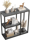 WOHOMO Console Table, 12 Inch Narrow Entryway Table with 3-Tier Storage Shelves 31.5 Inch Industrial Sofa Table Small Hallway Table for Living Room Grey