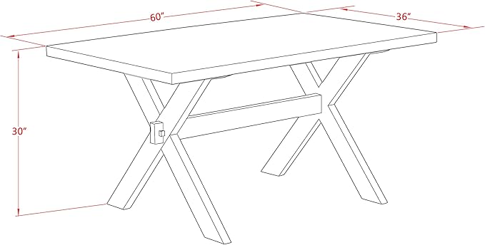 East West Furniture X696AB106-7 7 Piece Modern Dining Table Set Consist of a Rectangle Wooden Table with X-Legs and 6 Shitake Linen Fabric Upholstered Chairs, 36x60 Inch, Multi-Color