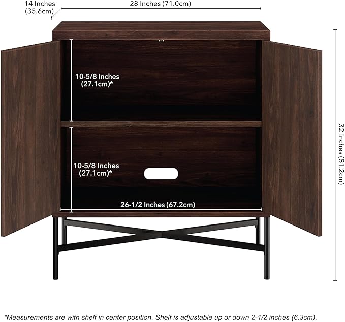 Henn&Hart 28" Wide Rectangular Accent Cabinet in Brown, for Home, Living Room, Bedroom, Entertainment Room, Office