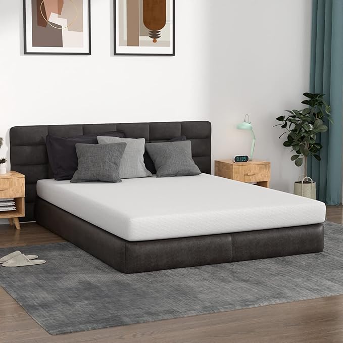 FDW | 5 Inch King Mattress | Medium Firm | Gel Memory Foam Mattress | White | Bed in a Box, CertiPUR-US Certified | Pressure Relief, Cooling Ventilated Foam | Washable Removable Cover