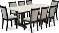 East West Furniture V627MZ606-9 9 Piece Dining Room Table Set Includes a Rectangle Dining Table with V-Legs and 8 Shitake Linen Fabric Upholstered Parson Chairs, 40x72 Inch, Multi-Color