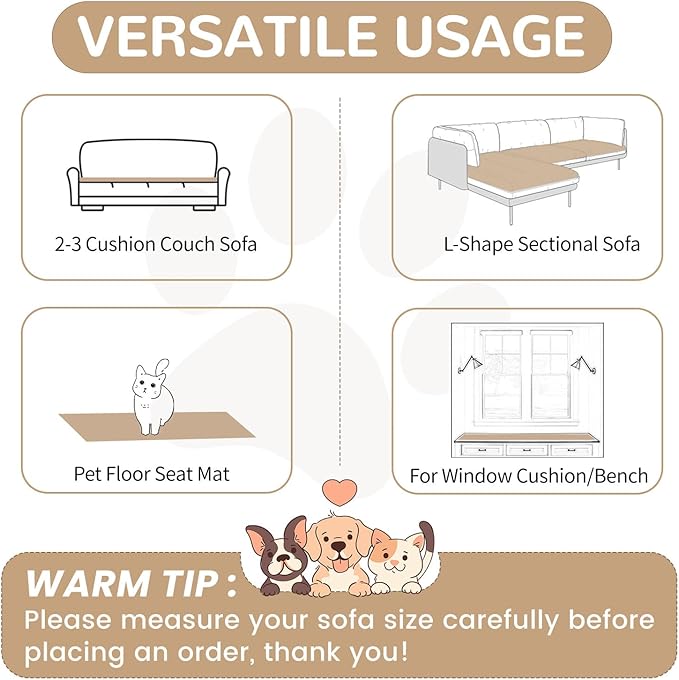OTOB Couch Cover for Dogs Washable, Non Slip Funny Pet Couch Covers Sofa Slipcovers Cushion Mat, Plush Soft Cozy Pet Friendly Furniture Protector, All Seasons (Coffee, 23.6" x 47.2")