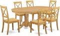 East West Furniture VABO7-OAK-W 7 Piece Dining Set Consist of an Oval Dining Room Table with Butterfly Leaf and 6 Wood Seat Chairs, 40x76 Inch, Oak