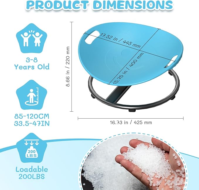 Spinning Chair for Autistic Kids - Sensory Spinning Chair for Autistic Children with Safety Handle & Non-Slip Design, Sensory Swivel Chairs for Kids 3-8 Years(Blue)
