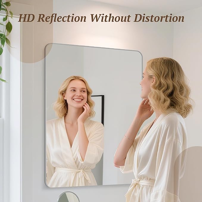 Bathroom Mirror 60" x 30", Large Rectangle Wall Mirror, Silver Metal Frame Wall Mounted Mirrors for Bathroom, Vanity, Bedroom, Entryway Decor(Horizontal/Vertical)