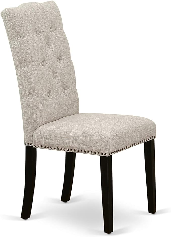 East West Furniture X697EL635-5 5 Piece Dining Set Includes a Rectangle Dining Room Table with X-Legs and 4 Doeskin Linen Fabric Upholstered Parson Chairs, 40x72 Inch, Multi-Color