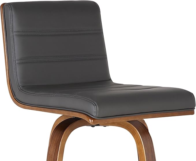 Vienna 30" Swivel Bar Stool in Walnut Wood Finish with Gray Faux Leather - Set of 4