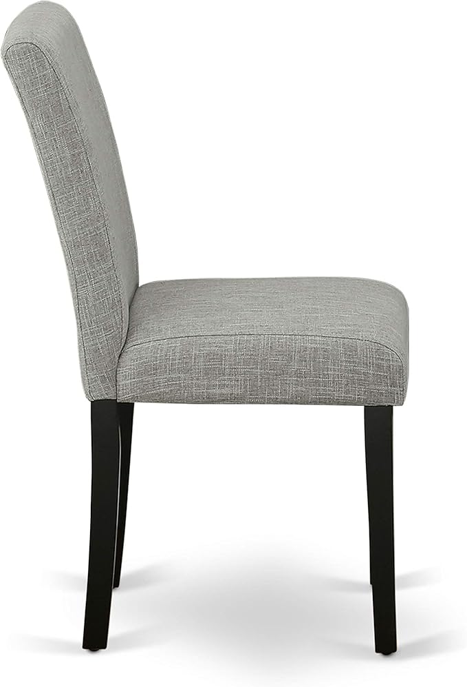 East West Furniture X696AB106-7 7 Piece Modern Dining Table Set Consist of a Rectangle Wooden Table with X-Legs and 6 Shitake Linen Fabric Upholstered Chairs, 36x60 Inch, Multi-Color