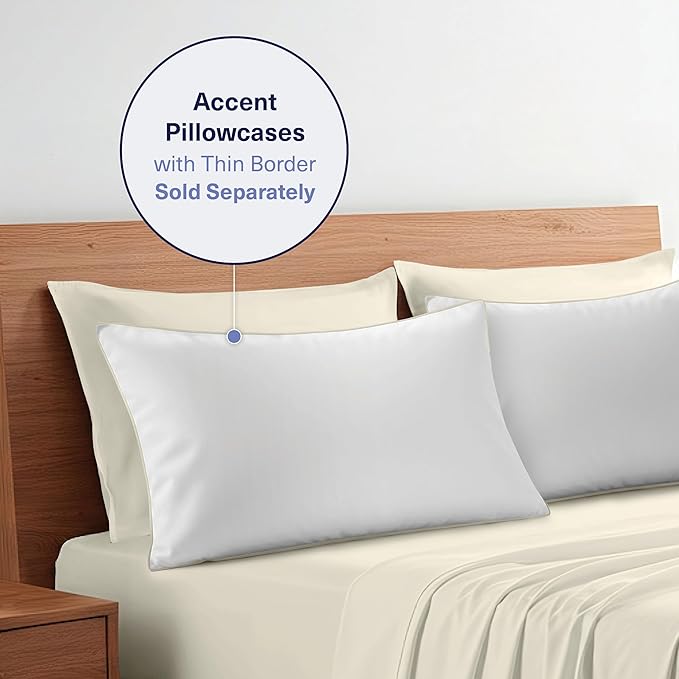 Kickoff Viscose Bamboo Sheets Twin Size 3-pc 100% Organic Bamboo Viscose Bed Cooling Sheets Twin Size Set Cool Bedding for hot Sleepers Sheet, Flat, Fitted, Pillowcase (Buttercream, T)