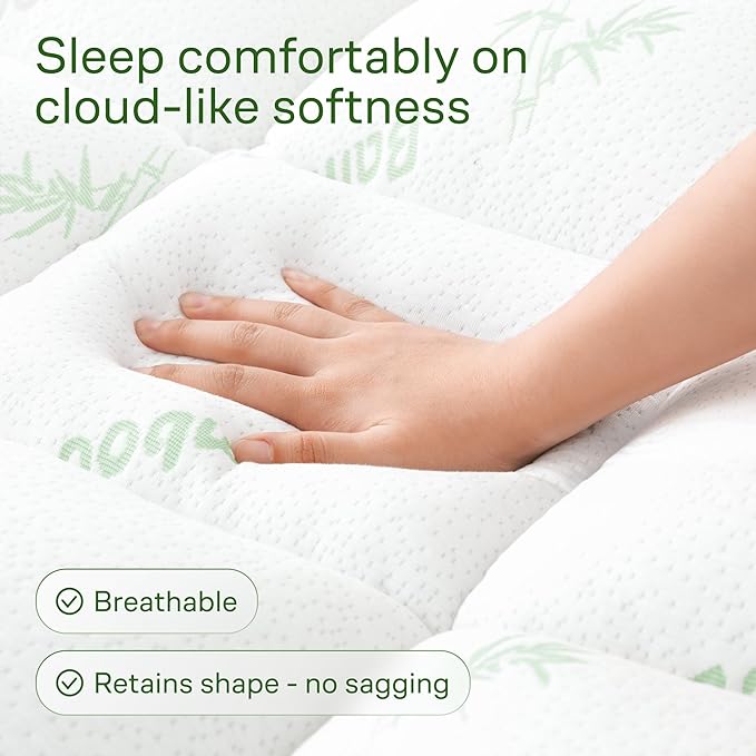 Ultra Soft California King Size Mattress Topper - Viscose Made from Bamboo Pillow Top Mattress Pad for Back Pain Relief - Naturally Cooling for Hot Sleepers, Green