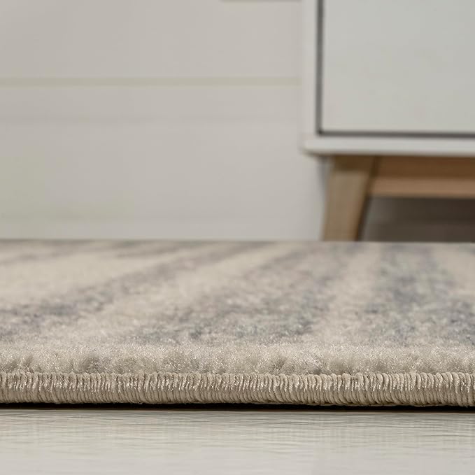 JONATHAN Y Khalil Modern Berber Stripe Cream/Gray Indoor Area Rug, 4x6, Contemporary, Bohemian, Easy-Cleaning for Living Room, Bedroom, Kitchen, Pet Friendly, Non-Shedding (MOH207C-4)
