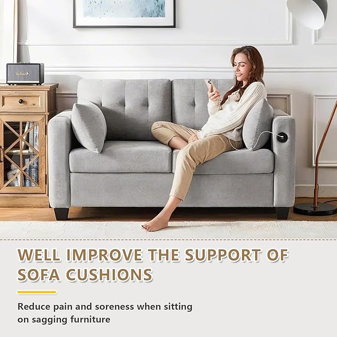 Couch Cushion Support, Sofa Cushion Supports for Sagging Cushions Trapezoid High Density Foam Replacement for Furniture Seat Sagging Gray Set of 1