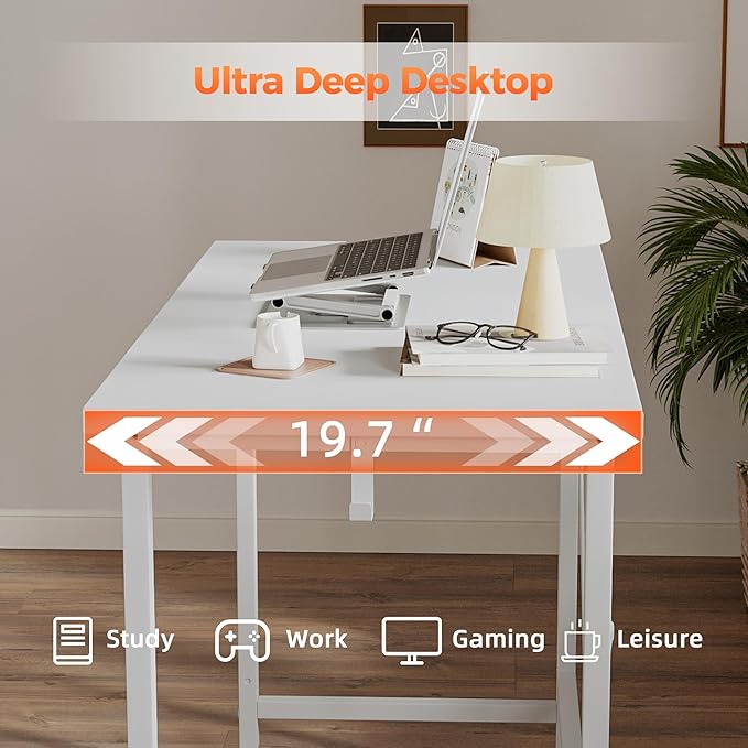 Rolling Computer Desk with Wheels, Gaming Desk for Small Spaces, Modern Simple Style Table for Home Office, Study Writing Table (Caster, White, 40 inch)