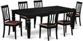 East West Furniture LGAN7-BLK-LC 7 Piece Kitchen Table Set Consist of a Rectangle Dining Table with Butterfly Leaf and 6 Faux Leather Dining Room Chairs, 42x84 Inch, Black