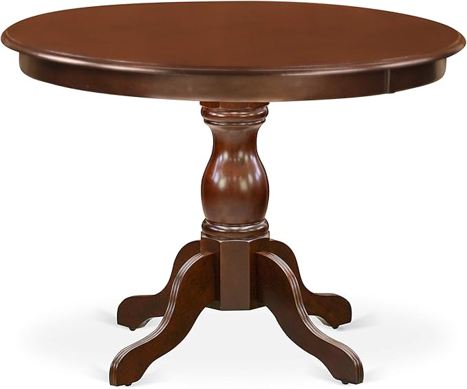 East West Furniture HBGR5-MAH-W 5 Piece Dining Table Set for 4 Includes a Round Kitchen Table with Pedestal and 4 Dinette Chairs, 42x42 Inch, Mahogany