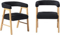 Walker Edison Ezra Modern Curved Back Dining Chair with Boucle Upholstery - Black (Set of 2)