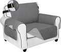 PureFit Reversible Sofa Cover Water Resistant Chair Couch Cover, Machine Washable Furniture Cover with Non-Slip Foam and Adjustable Strap for Dogs, Pets (Chair, Gray/Light Gray)