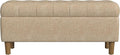 HomePop Home Decor | Tufted Ainsley Button Storage Ottoman Bench with Hinged Lid | Ottoman Bench with Storage for Living Room & Bedroom, Light Tan Textured Solid