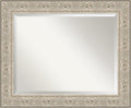 Amanti Art Silver Bathroom Mirror for Over Sink, 29x35 Luxe Silver Cream Rectangle Vanity Mirror, Large Traditional Frame, Hangs Horizonally and Vertically, Bathroom Wall Decor, Beveled Edge