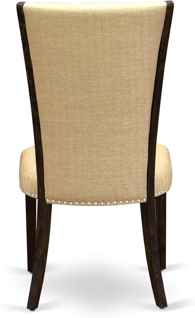 East West Furniture X727VE703-5 5 Piece Dinette Set for 4 Includes a Rectangle Dining Room Table with X-Legs and 4 Brown Linen Fabric Upholstered Parson Chairs, 40x72 Inch, Multi-Color