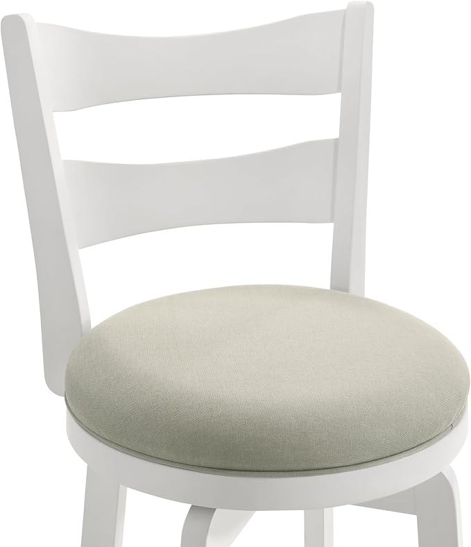 Armen Living Blair 26 in. Matte White Counter Height Rubberwood Swivel Barstool with Fog Fabric Seat - Set of 3