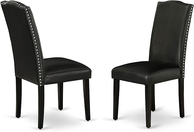 East West Furniture NOEN5-BLK-69 5 Piece Kitchen Table & Chairs Set Includes a Rectangle Butterfly Leaf Dining Table and 4 Black Faux Leather Parsons Chairs, 32x54 Inch, Black