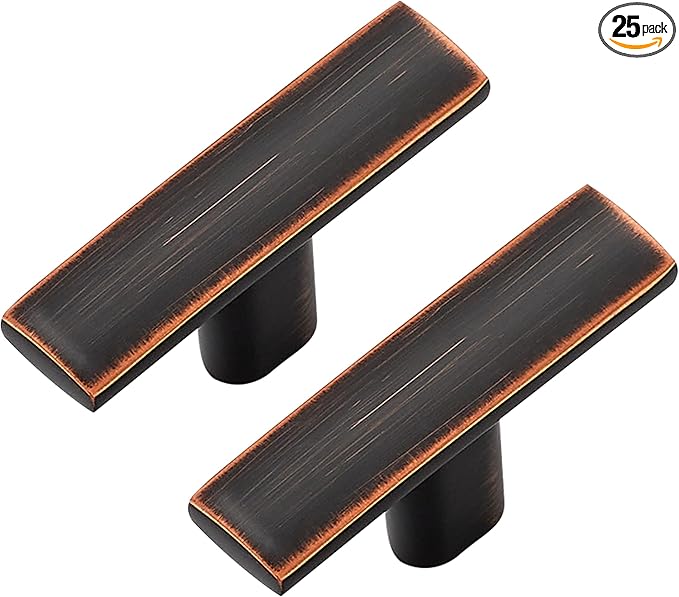 25 Pack Cabinet Handles Single Hole - Curved Cabinet Knobs Oil Rubbed Bronze Drawer Pulls for Kitchen Cupboard Solid Pulls for Dresser Drawer Arch Hardware