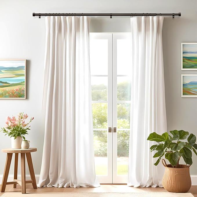 2 Pack Curtain Rods for Windows 72 to 144 Inch, 1 Inch Bronze Curtain Rods Set, Adjustable Heavy Duty Curtain Rod, Outdoor Curtain Rods for Patio Bedroom, Drapery Rods with End Cap, Size 32"- 150"
