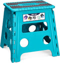 Delxo Folding Step Stool 13 Inch Non-Slip Foldable Stools Up to 300 LBS Kitchen Collapsible Fold Up Stepping Stool with Dotted 1 Pack Blue