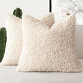 Foindtower 2 Pieces 16x16 Inch Cream Beige, Faux Fur Throw Pillow Cover Accent Sherpa Furry Pillow Covers Fuzzy Soft Pillowcases Cozy Sheepskin Decorative Fleece Cushion Case for Bed Couch Living Room