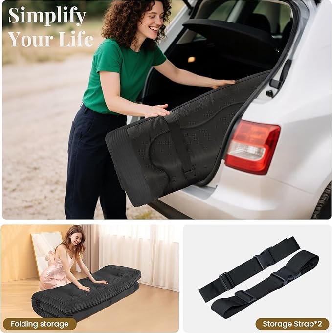 Japanese Floor Mattress, 4" Thicken Futon Mattress Full Size Sleeping Pad, Corduroy Foldable Mattress Pad Roll Up Tatami Mat Floor Mattress for Adults（Grey）