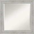 Amanti Art White Bathroom Mirror for Over Sink, 25x25 Rustic White Wash Square Vanity Mirror, Medium Rustic Farmhouse Wood Frame, Hangs Horizonally and Vertically, Bathroom Wall Decor, Beveled Edge