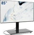 FITUEYES Universal TV Stand with Power Outlets for 50-85 inch TVs, Swivel&Height Adjustable Tall TV Stand for Bedroom Living Room, 27.5''Large Tempered Glass Base Holds up to 143 lbs.