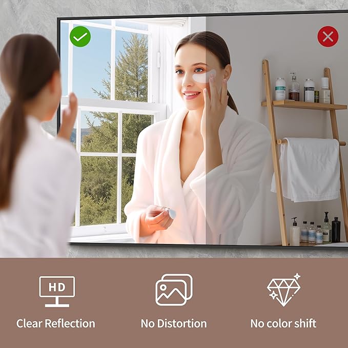 YIROMAN Bathroom Mirror 30"x36", Matte Black Bathroom Mirror for Over Sink with Aluminum Frame, Rectangular Vanity Mirror with Right Angle, Wall Mirror Hangs Horizontal or Vertical, Shatterproof