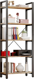 IRONCK Bookshelf 5-Tier Ladder Shelf 110 lbs Shelf Vintage Industrial Style Bookcase for Home Decor, Office Decor