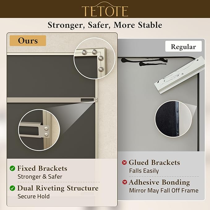TETOTE Brushed Nickel Bathroom Mirror 16" x 20" Rectangle Beveled Frame Bathroom Vanity Mirror for Over Sink Brushed Nickel, Tempered Glass, Stronger Frame, Modern Farmhouse Bedroom, Entryway