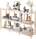 YGYQZ 3 Tier Short Book Shelf, Wood Shelves with Open Back Long Horizontal 6 Cube Storage Shelf Book Shelves for Office, Living Room, Bedroom, Rustic Shelf (White)