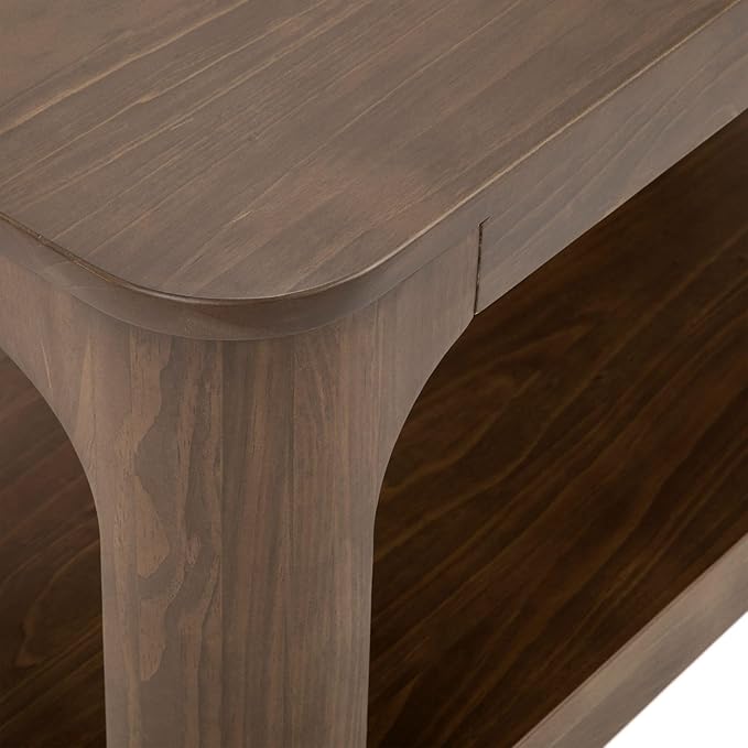 Plank+Beam Forma Coffee Table, Solid Wood 48 Inch Modern Coffee Table with Shelf, Contemporary Center Table with Storage Space, Rectangle Tea Table with Storage, Walnut
