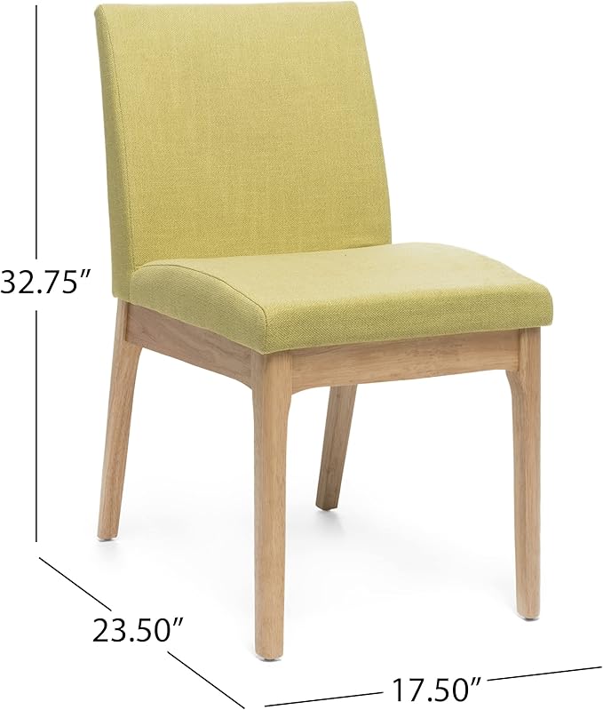 GDF Studio Katherine Mid Century Modern Green Tea Fabric/Oak Finish Dining Chair (Set of 2)