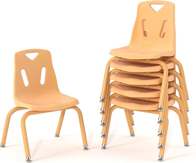 Berries Jonti-Craft 8124JC6251 Stacking Chairs with Powder-Coated Legs, 14" Height, Camel, Pack of 6